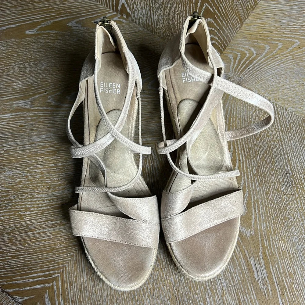 EILEEN FISHER Suede Wanda Espadrille Sandals 10